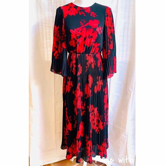 h and m red floral dress